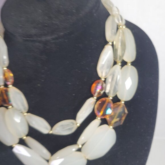 Multi-Strand Statement Iridescent Beads & Gold-Tone Accents Necklace - Picture 2 of 4